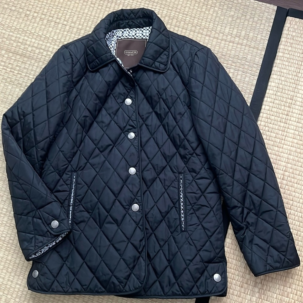 COACH Black quilted jacket size Small